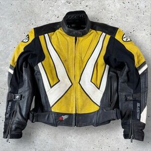 Women's Joe Rocket‎ Padded Leather Biker Jacket Sz Small Yellow Blaster